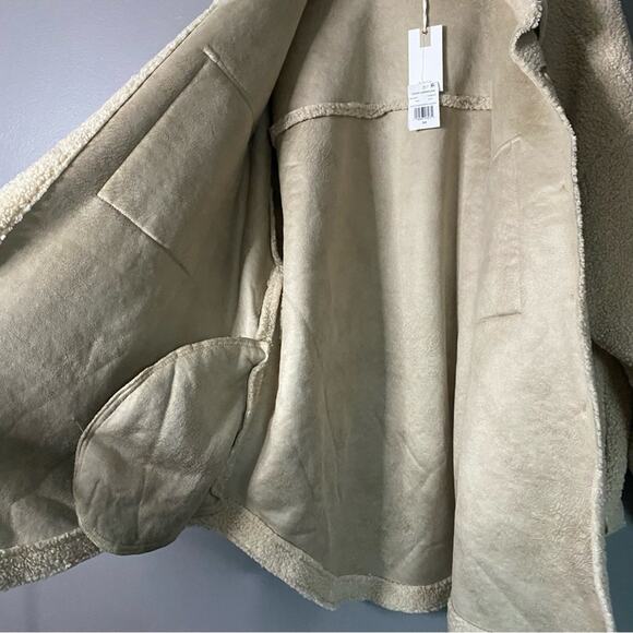 Faux Suede Barn Coat Jacket Style Cozy Fall Western Cowgirl in Tan 2X 3X NWT - Picture 6 of 9